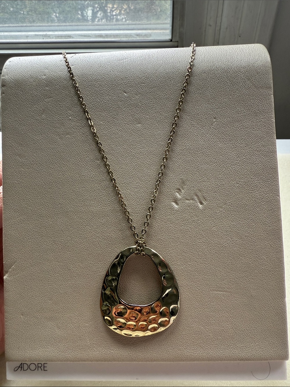 Adore Gold-Tone Hammered Open Drop Necklace|16”